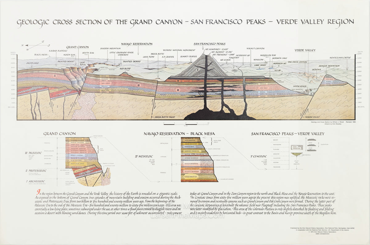 Geologic Cross Section of The Grand Canyon - San Francisco Peaks - Verde Valley Region and Geologic Cross Section of the Cedar Breaks - Zion - Grand Canyon Region.