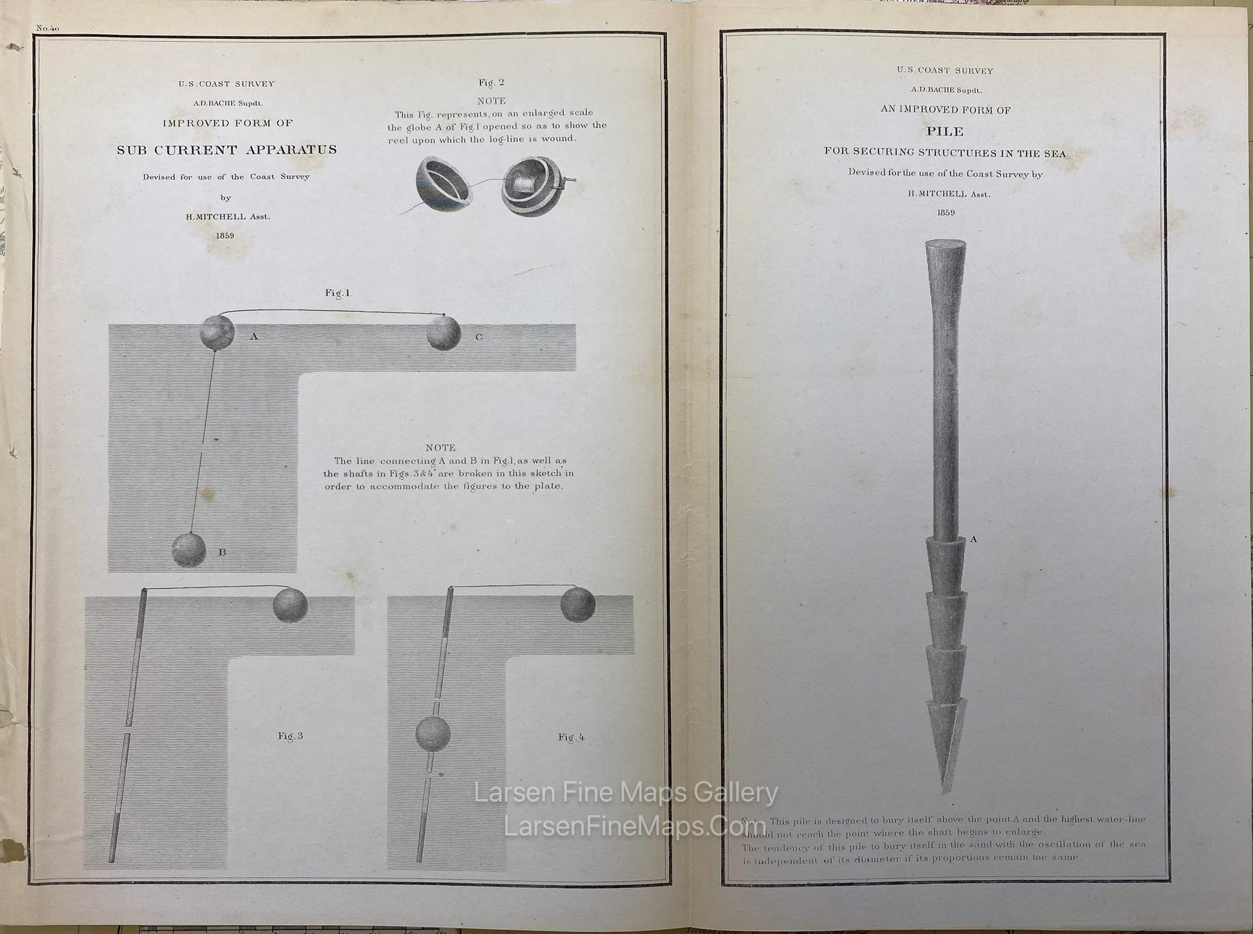 Various United States Coast Survey Oceanographic Equipment Diagrams. Publication dates vary from 1853 to 1860. U.S. Coast Survey, example-9