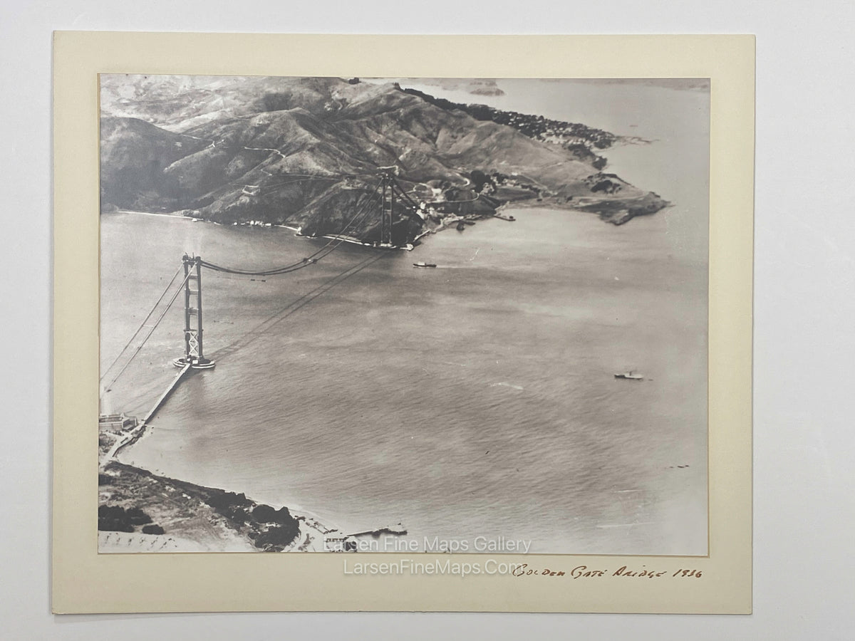 Three Vintage Photographs of Golden Gate Bridge Under Construction in the 1930's, San Francisco, California by James Bell Photography, details