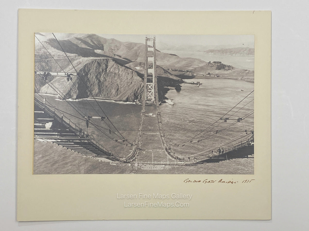 Three Vintage Photographs of Golden Gate Bridge Under Construction in the 1930's, San Francisco, California by James Bell Photography