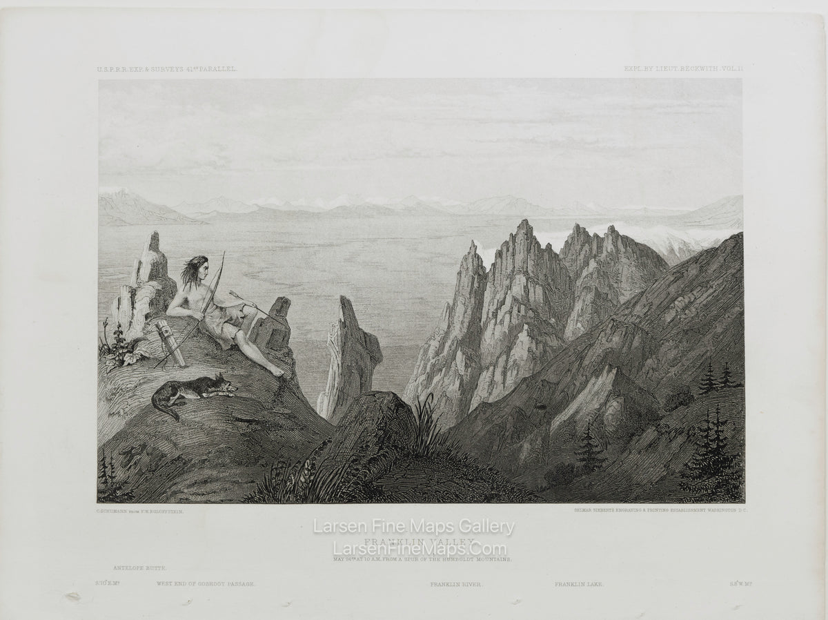 Franklin Valley from a spur of the Humboldt Mountains., C. Schumann from  Friedrich Wilhelm von Egloffstein. Engraved by S.V. Hunt