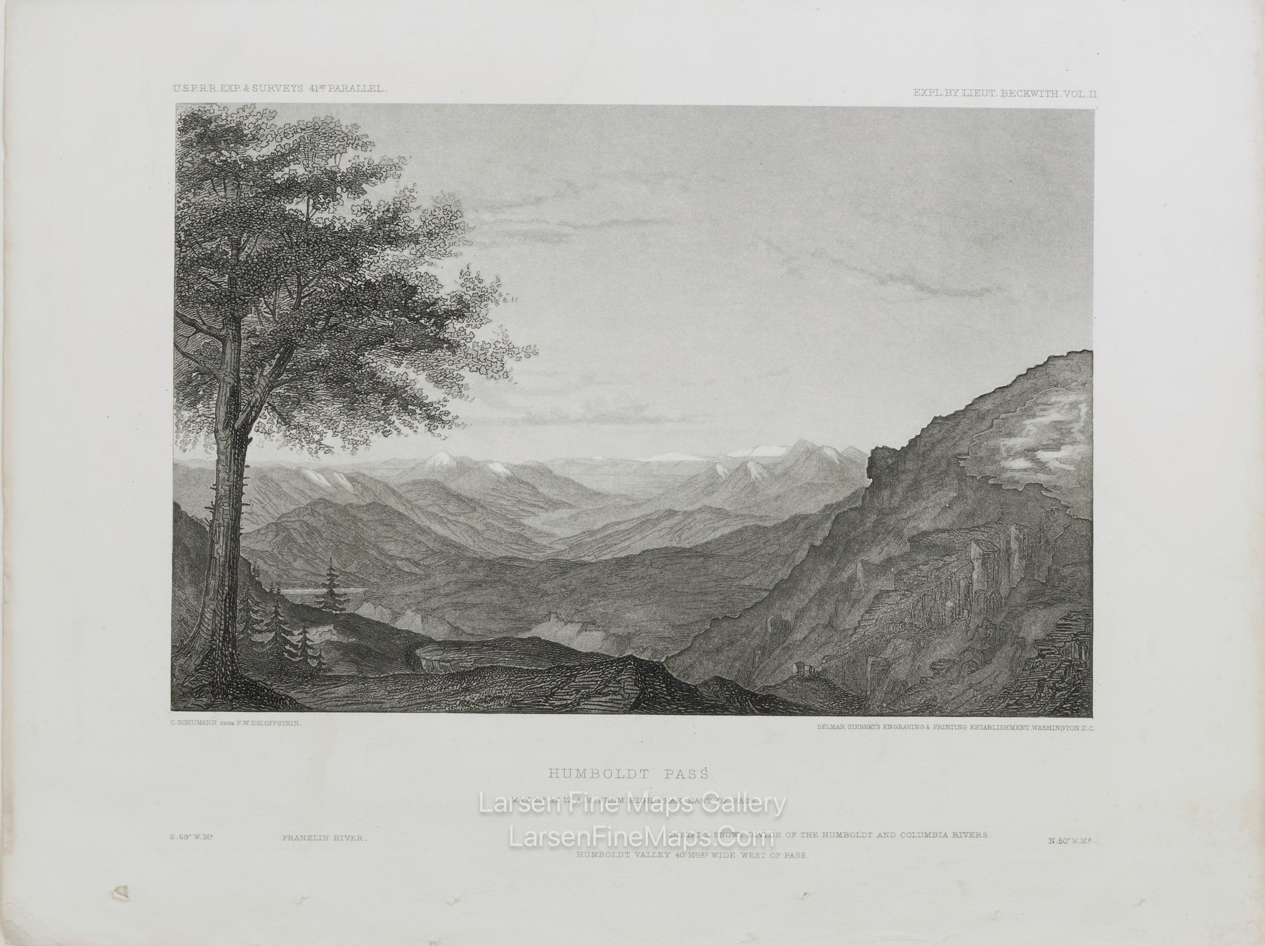 Humboldt Pass, from High Peak East of Pass., C. Schumann from  Friedrich Wilhelm von Egloffstein. Engraved by S.V. Hunt