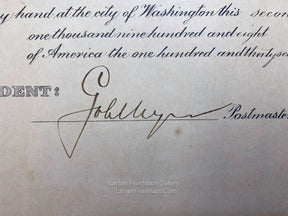 Theodore Roosevelt President of The United States - Appointment Certificate for Postmaster Signed, Gold Foil Seal, Signature, detail-2