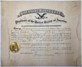 Theodore Roosevelt President of The United States - Appointment Certificate for Postmaster Signed, Gold Foil Seal, Signature