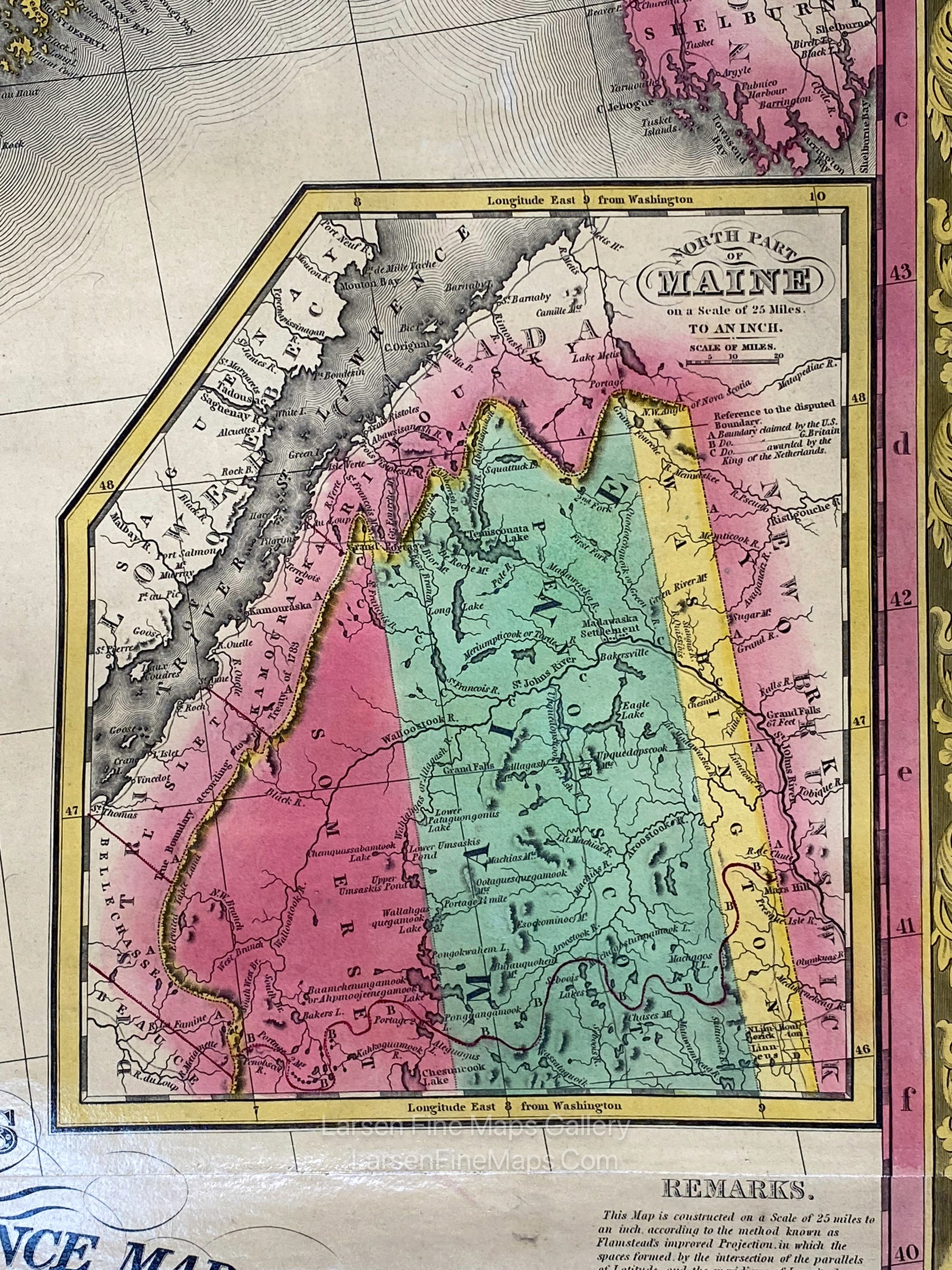 Mitchell's Reference & Distance Map of The United States by J.H. Young Maine