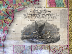 Mitchell's Reference & Distance Map of The United States by J.H. Young Title Block