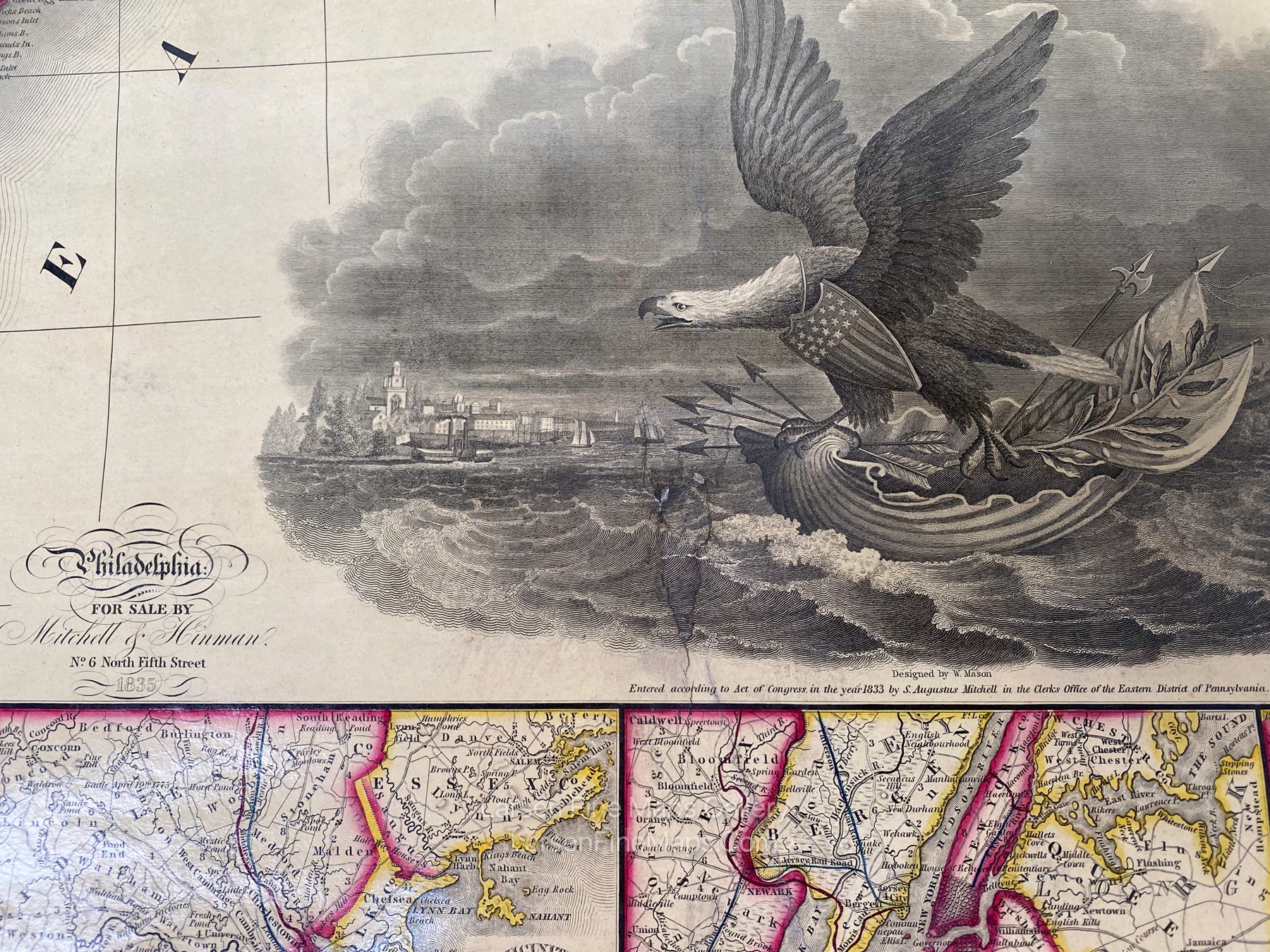 Mitchell's Reference & Distance Map of The United States by J.H. Young 1835 Date