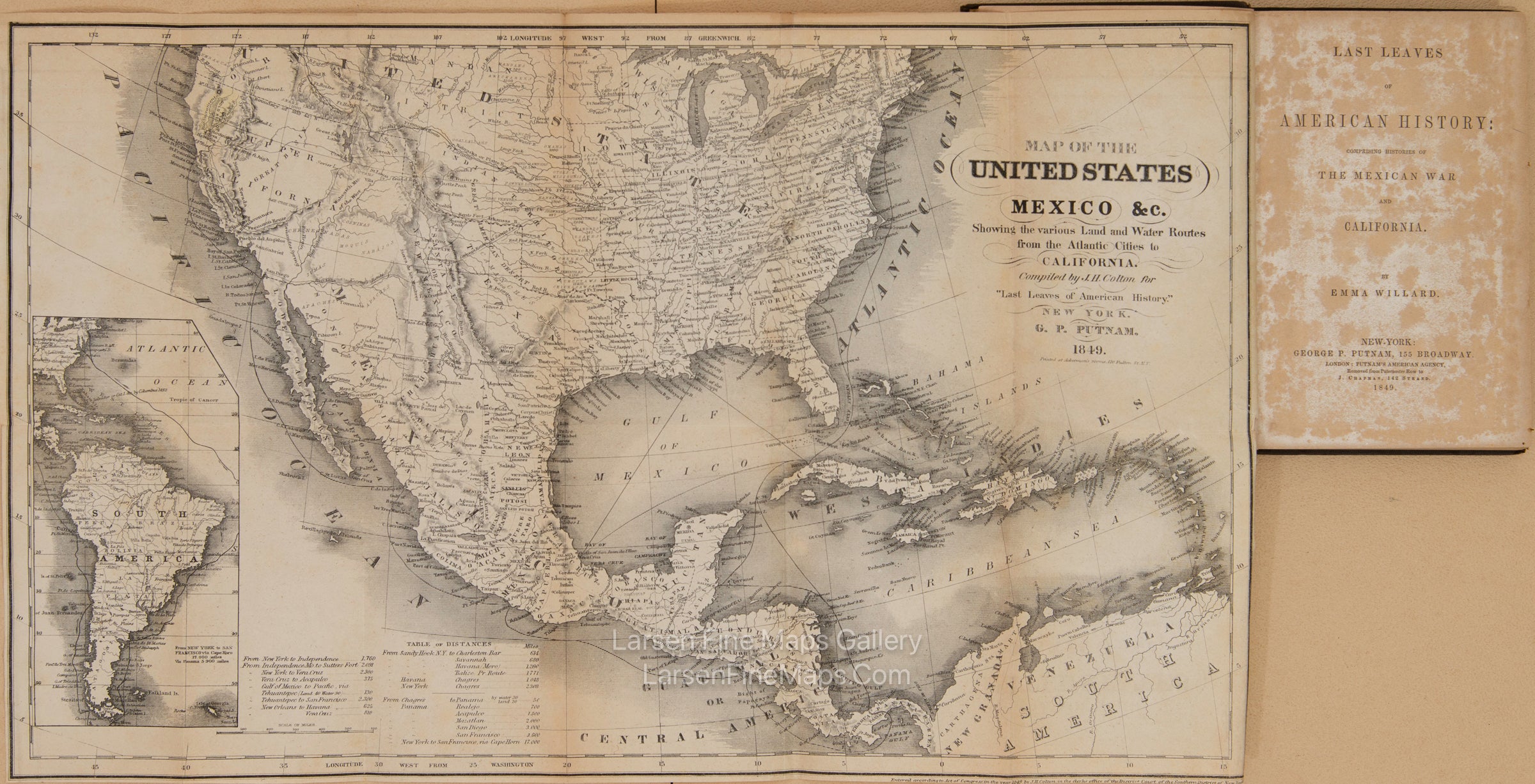 Map of The United States Mexico &c. Showing the Various Land and Water Routes from the Atlantic Cities to California, J.H. Colton, Emma Willard