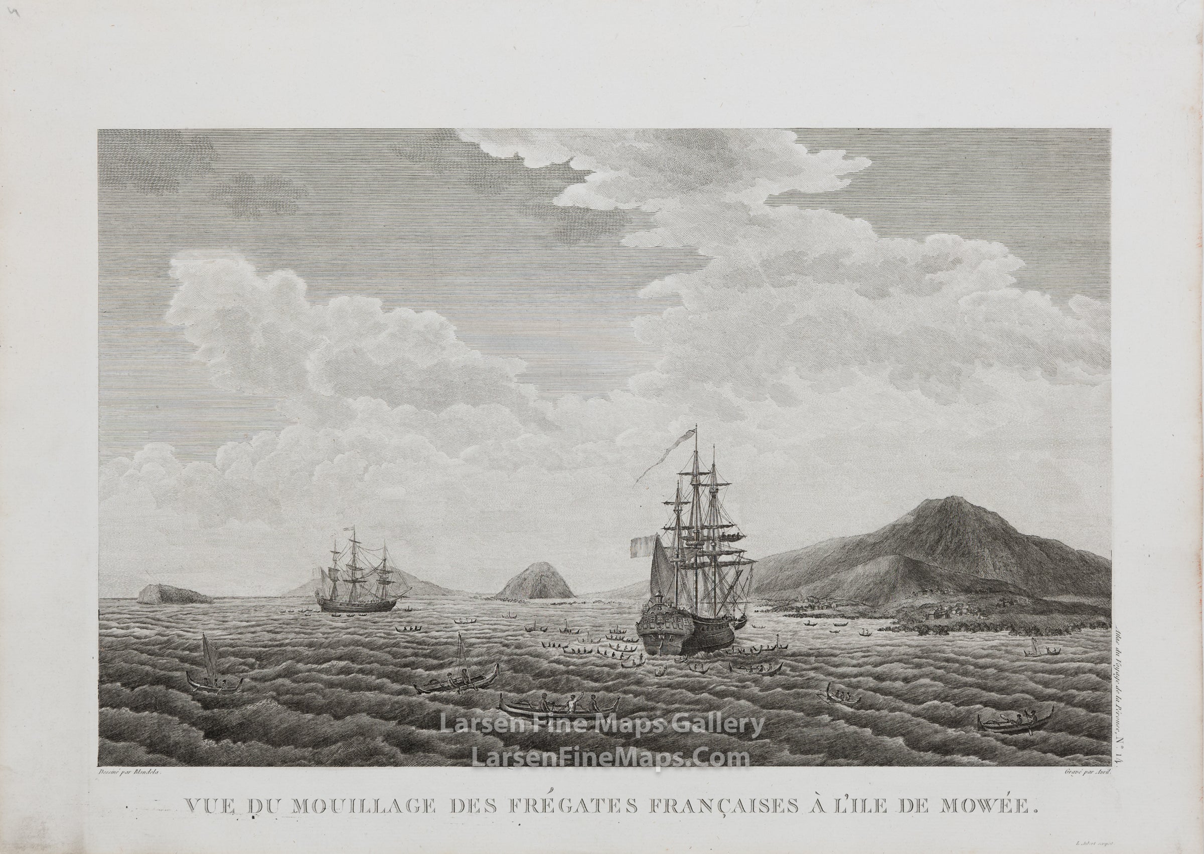 Vue du mouillage des Fregates Francaises a l'Ile de Mowee, La Perouse