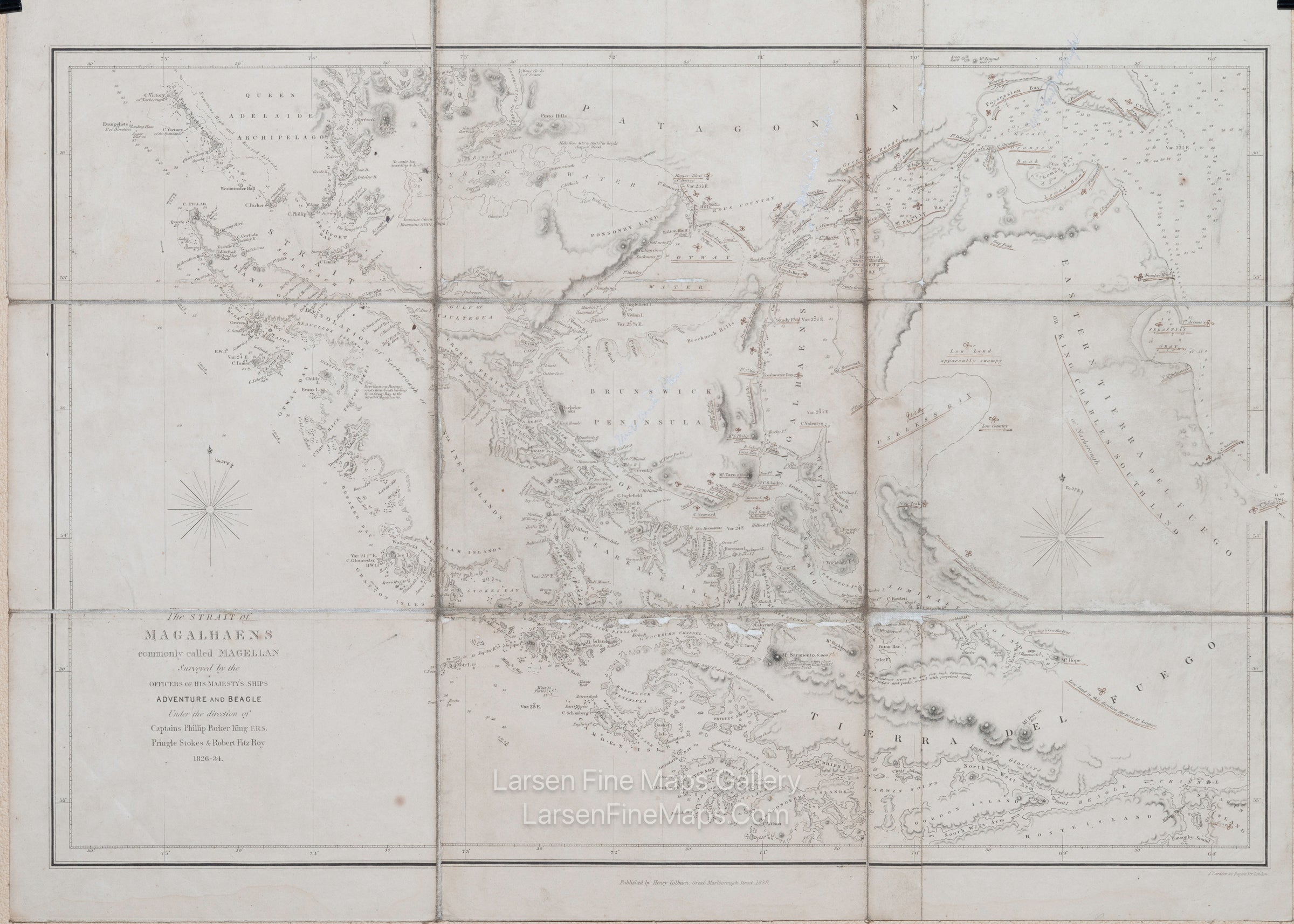 Maps to Voyage of the Adventure & Beagle