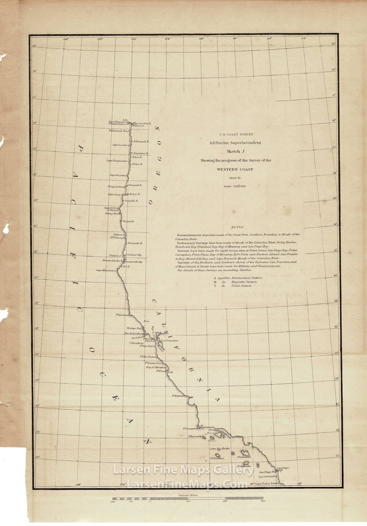 Sketch J Showing the Progress of the Survey of the Western Coast 1849-51