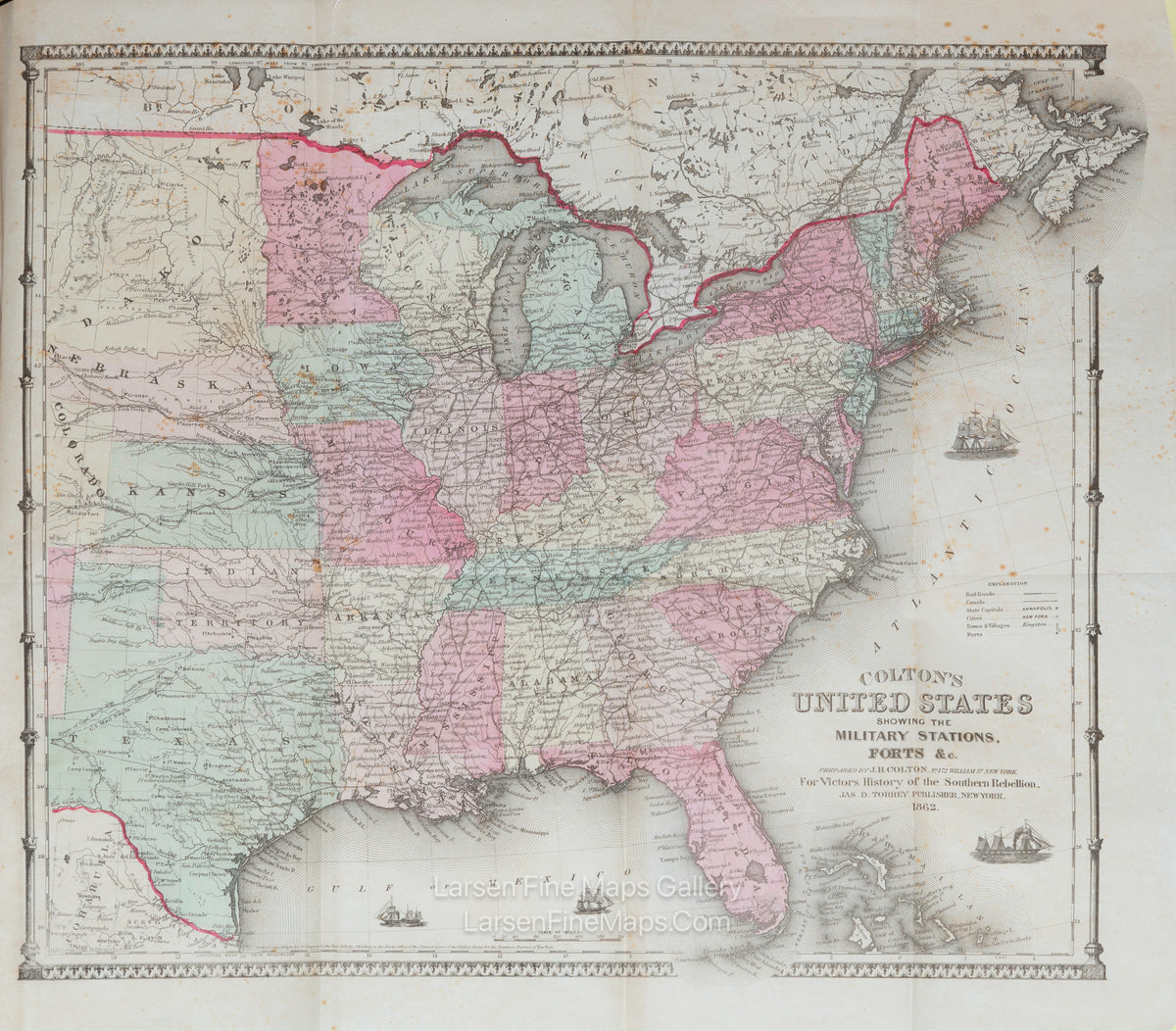 Colton's United States Showing the Military Stations, Forts & c., Orville J. Victor, Example-1