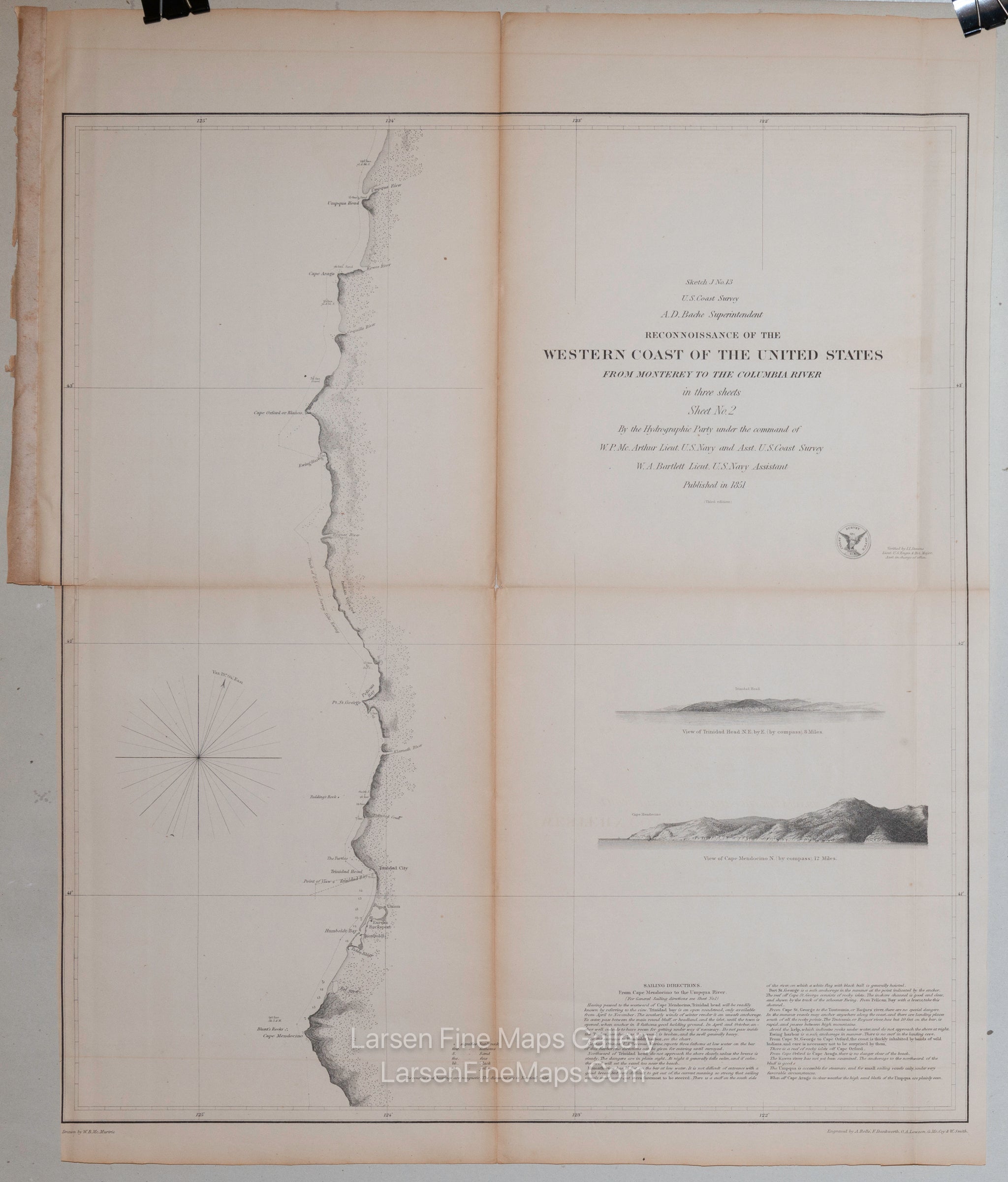 Reconnaissance of the Western Coast of The United States From Monterey to the Columbia River in three sheets, Sheet No. 2