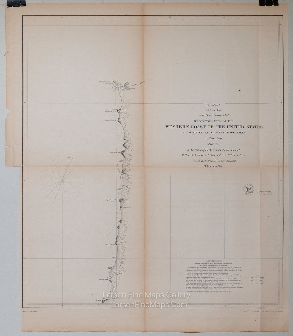 Reconnaissance of the Western Coast of The United States From Monterey to the Columbia River in three sheets, Sheet No. 3