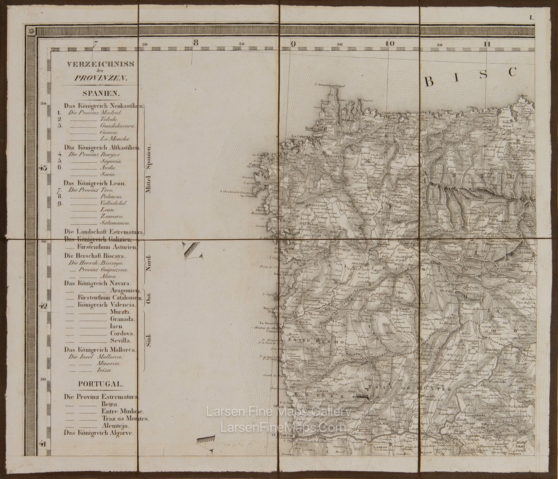 Spanien und Portugal nach den neuesten astronomischen Ortsbestimmungen, nach dem, Atlas Thomas Lopez. Espagne et Portugal, d'apres les dernieres Observations Astronomiques, les nouvelles Cartes Espagnoles gravées ou manuscrites, et l'Atlas de Thomas Lopez