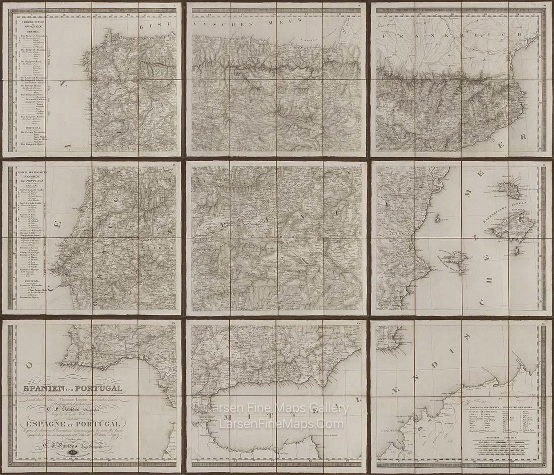 Spanien und Portugal nach den neuesten astronomischen Ortsbestimmungen, nach dem, Atlas Thomas Lopez. Espagne et Portugal, d'apres les dernieres Observations Astronomiques, les nouvelles Cartes Espagnoles gravées ou manuscrites, et l'Atlas de Thomas Lopez