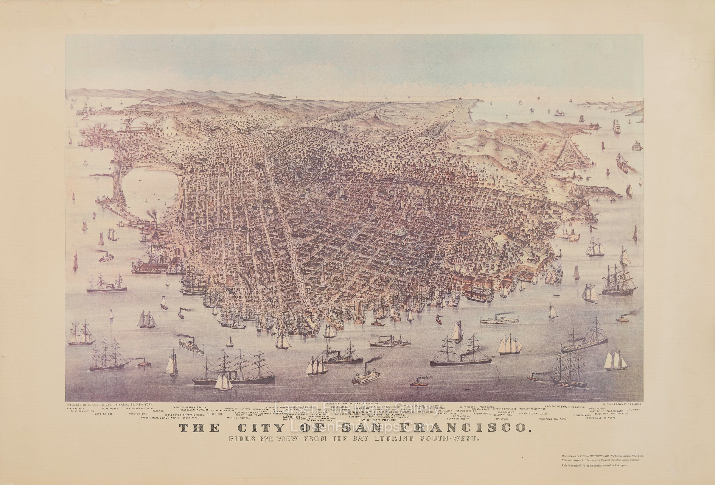 The City of San Francisco Birds Eye View From The Bay Looking South-West, C.R. Parsons