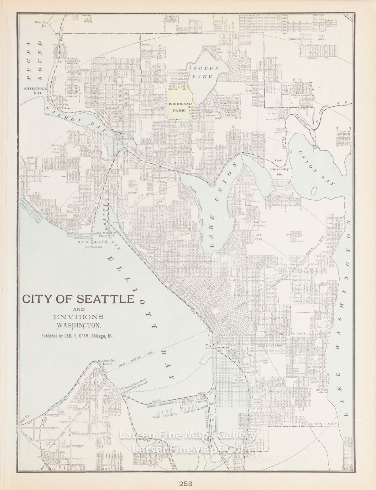 City of Seattle and Environs; Washington, Cram, George F.