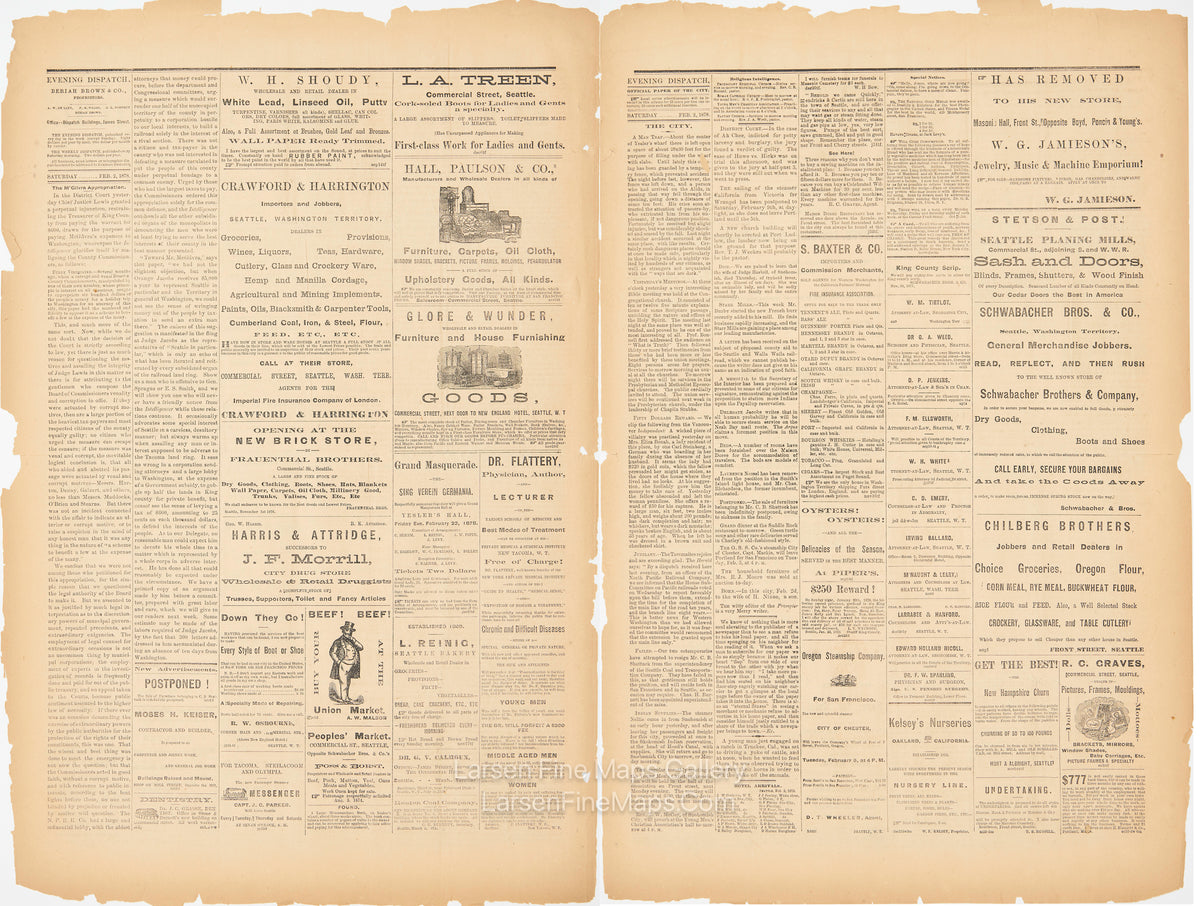 Evening Dispatch Seattle, Washington Territory, Saturday, February 2, 1878, Brown & Son