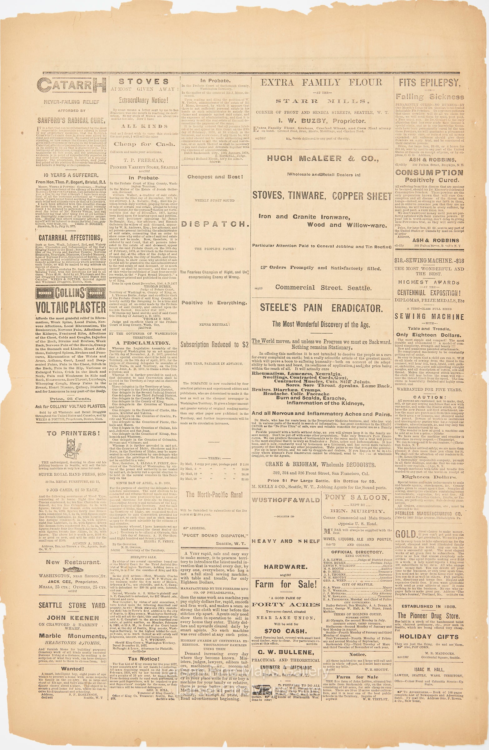 Evening Dispatch Seattle, Washington Territory, Saturday, February 2, 1878, Brown & Son, Example-4