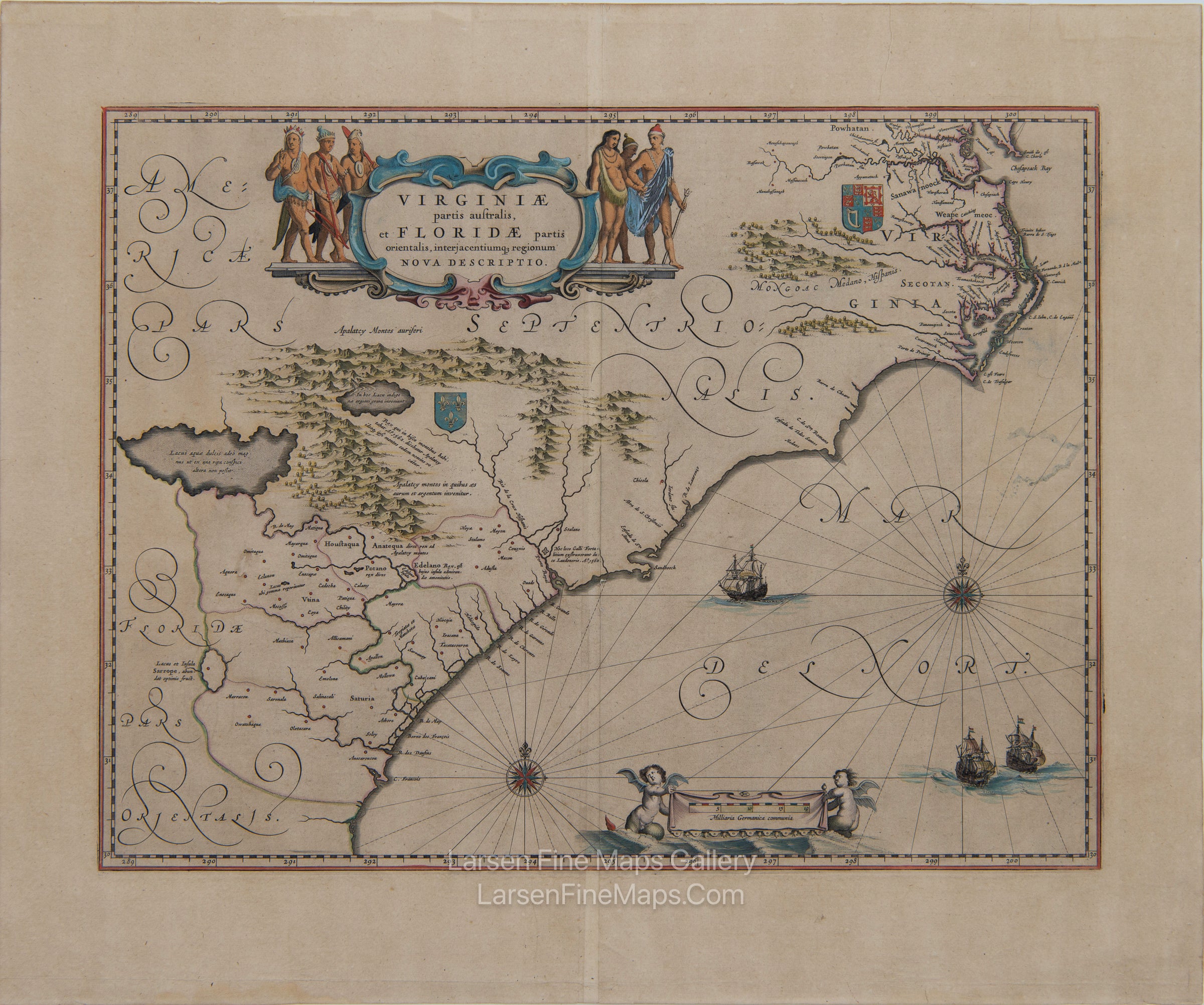 Virginiæ partis australis, et Floridæ partis orientalis, Blaeu, Willem Janszoon