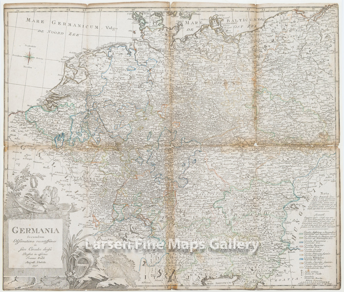 Germania Secundum Observationes recentissimas in Suos Circulos divisa