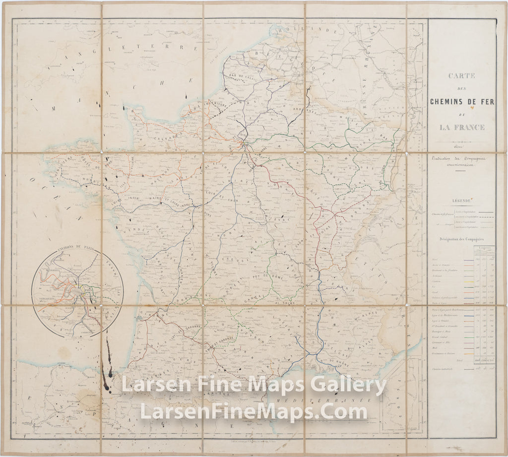Carte des Chemins de Fer de La France