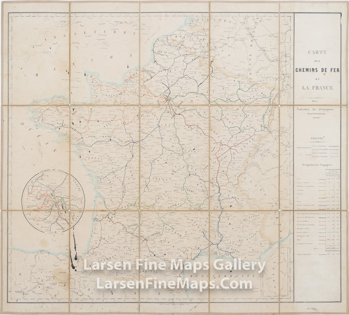 Carte des Chemins de Fer de La France