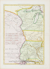 Les Etats Unis de l'Amerique Septentrionale, Partie Occidentale Bonne, Rigobert (1727-1794), Engraved by Andre