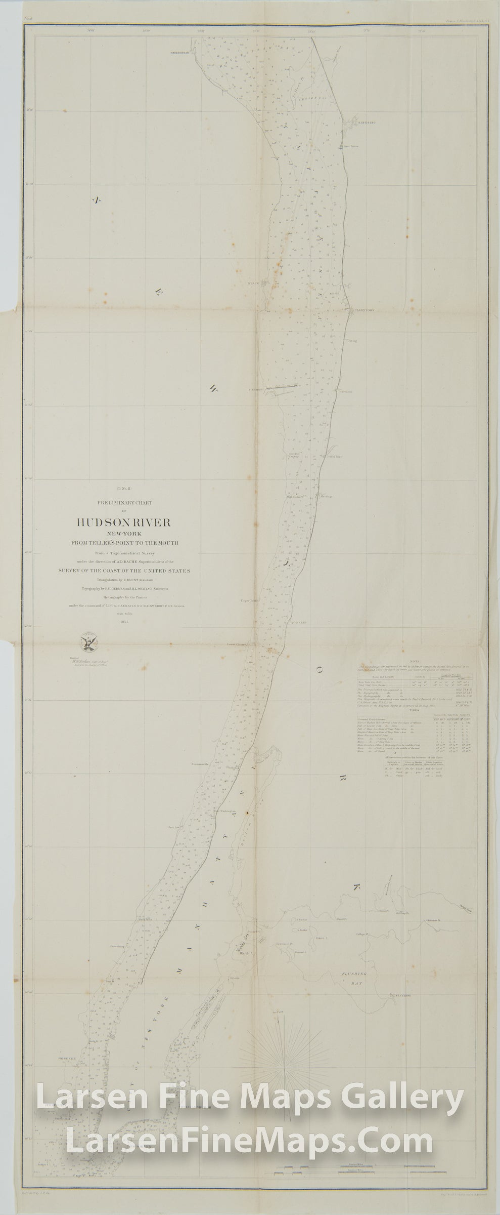 Preliminary Chart of Hudson River New York from Teller's Point to The Mouth U.S. Coast Survey