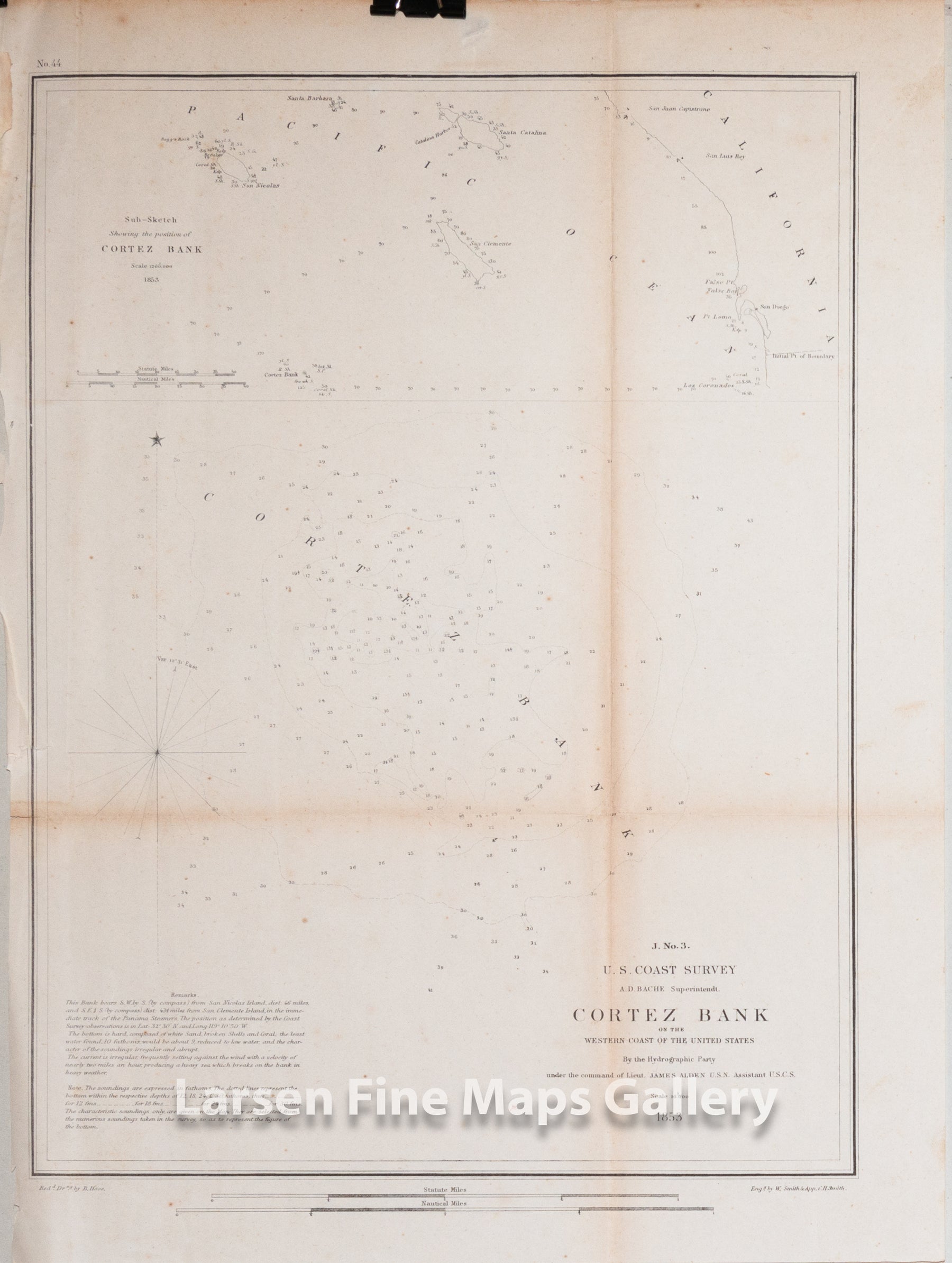 J. No. 3 Cortez Bank on the Western Coast of The United States U.S. Coast Survey