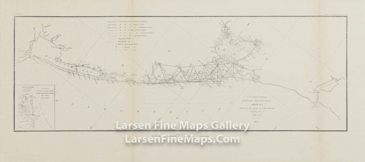 Sketch I Showing the Progress of the Survey in Section No. 9 1848 to 55 U.S. Coast Survey