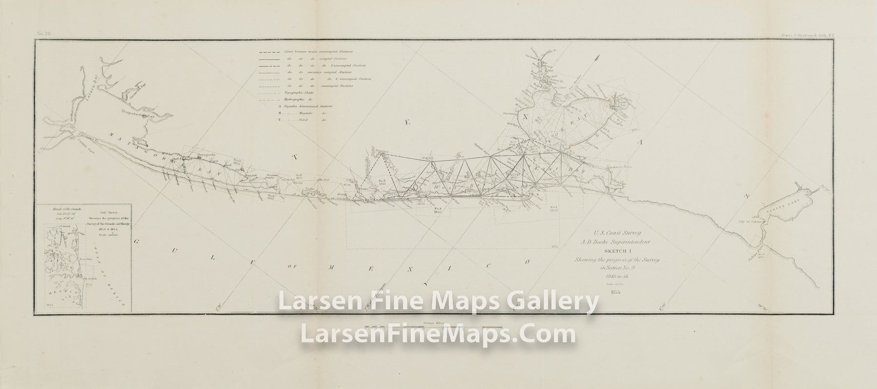 Sketch I Showing the Progress of the Survey in Section No. 9 1848 to 55 U.S. Coast Survey