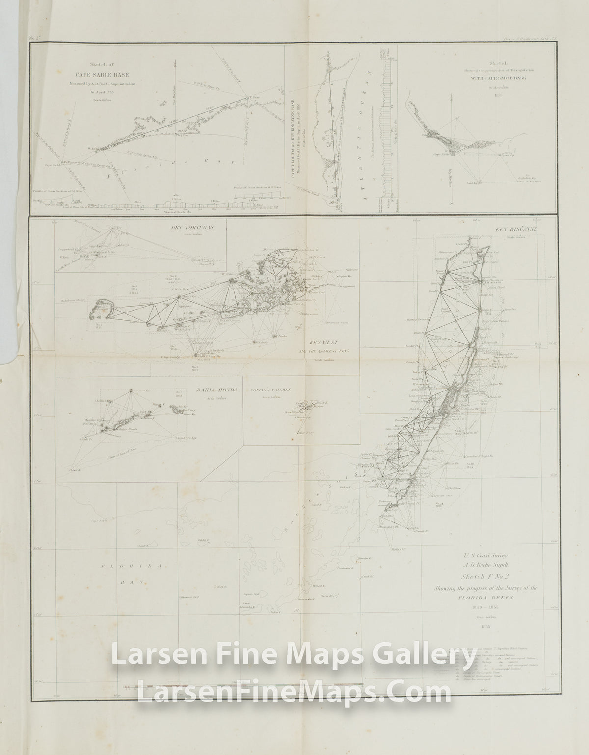 Sketch F No. 2 Showing the progress of the Survey of the Florida Reefs 1849 - 1855 U.S. Coast Survey