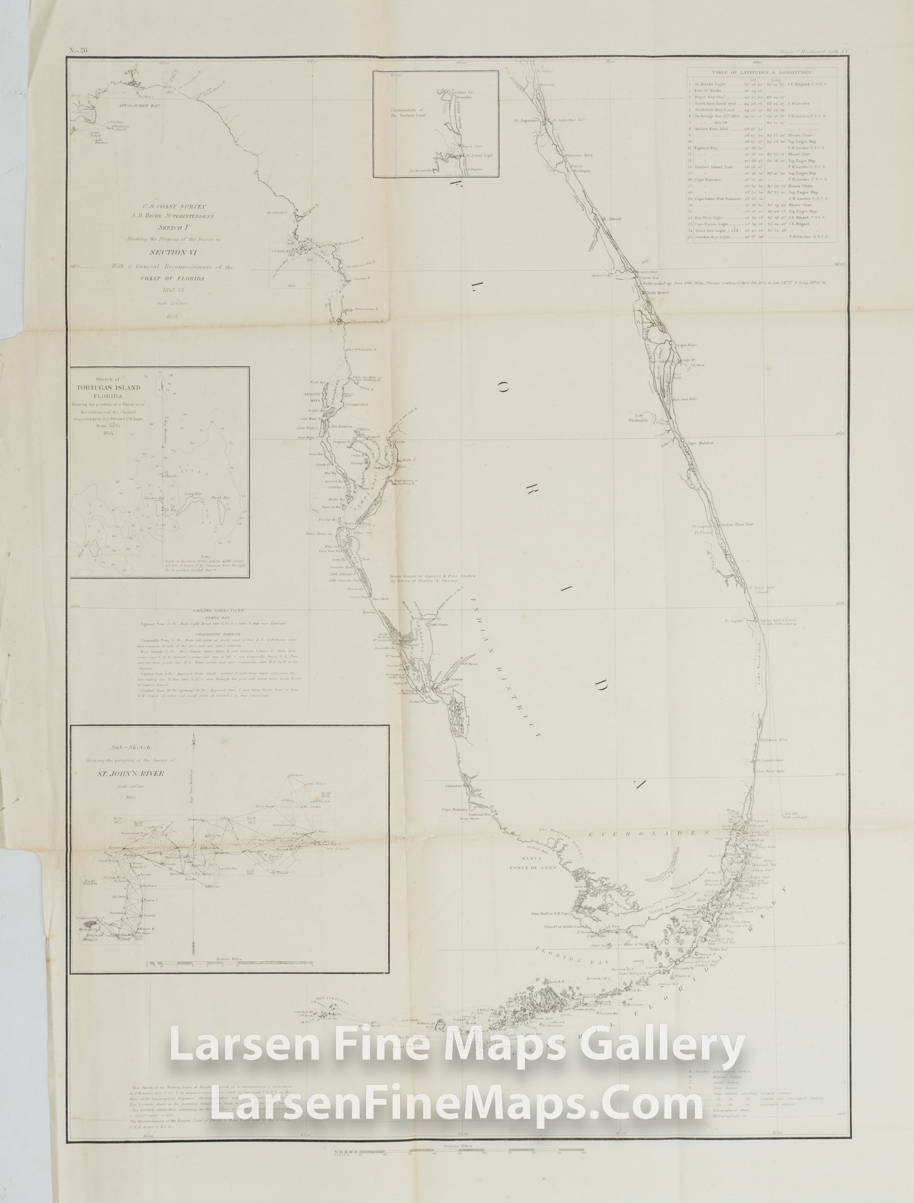 Sketch F Showing the Progress of the Survey in Section No. VI With a General Reconnaissance of the Coast of Florida 1848-55 U.S. Coast Survey