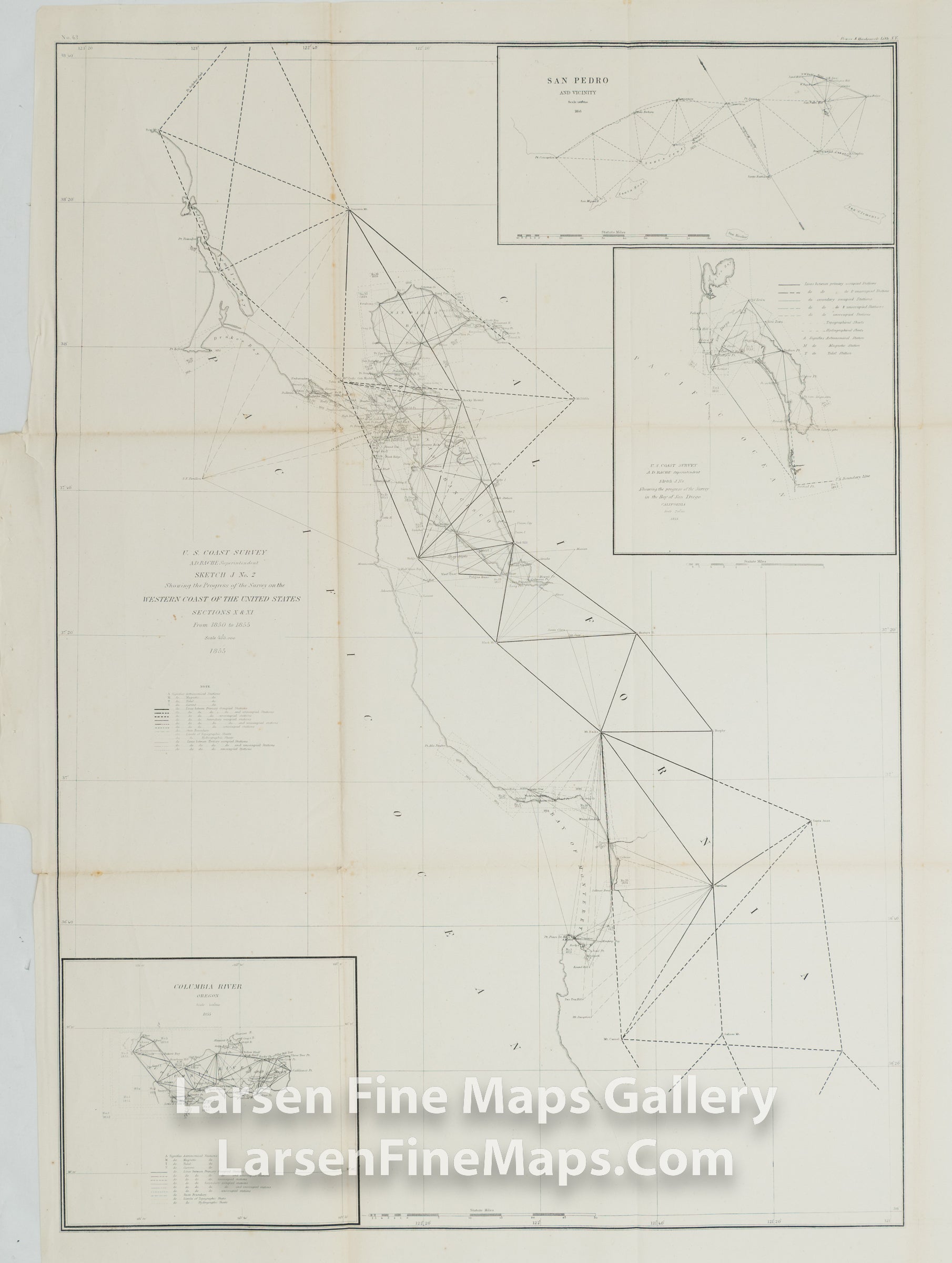 Sketch J No. 2 Showing the Progress of the Survey on the Western Coast of The United States Sections X & XI From 1850 to 1855 U.S. Coast Survey