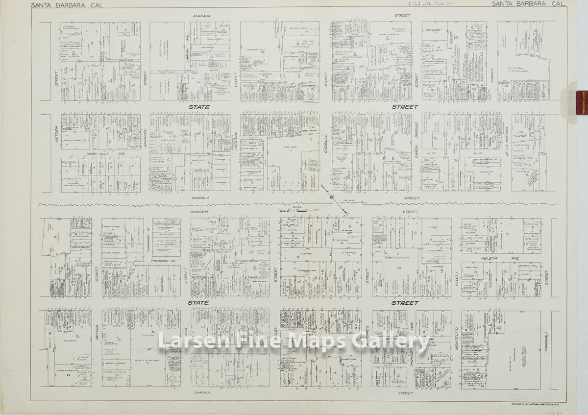 Santa Barbara California, Vintage Real Estate Map, Nathan Nirenstein