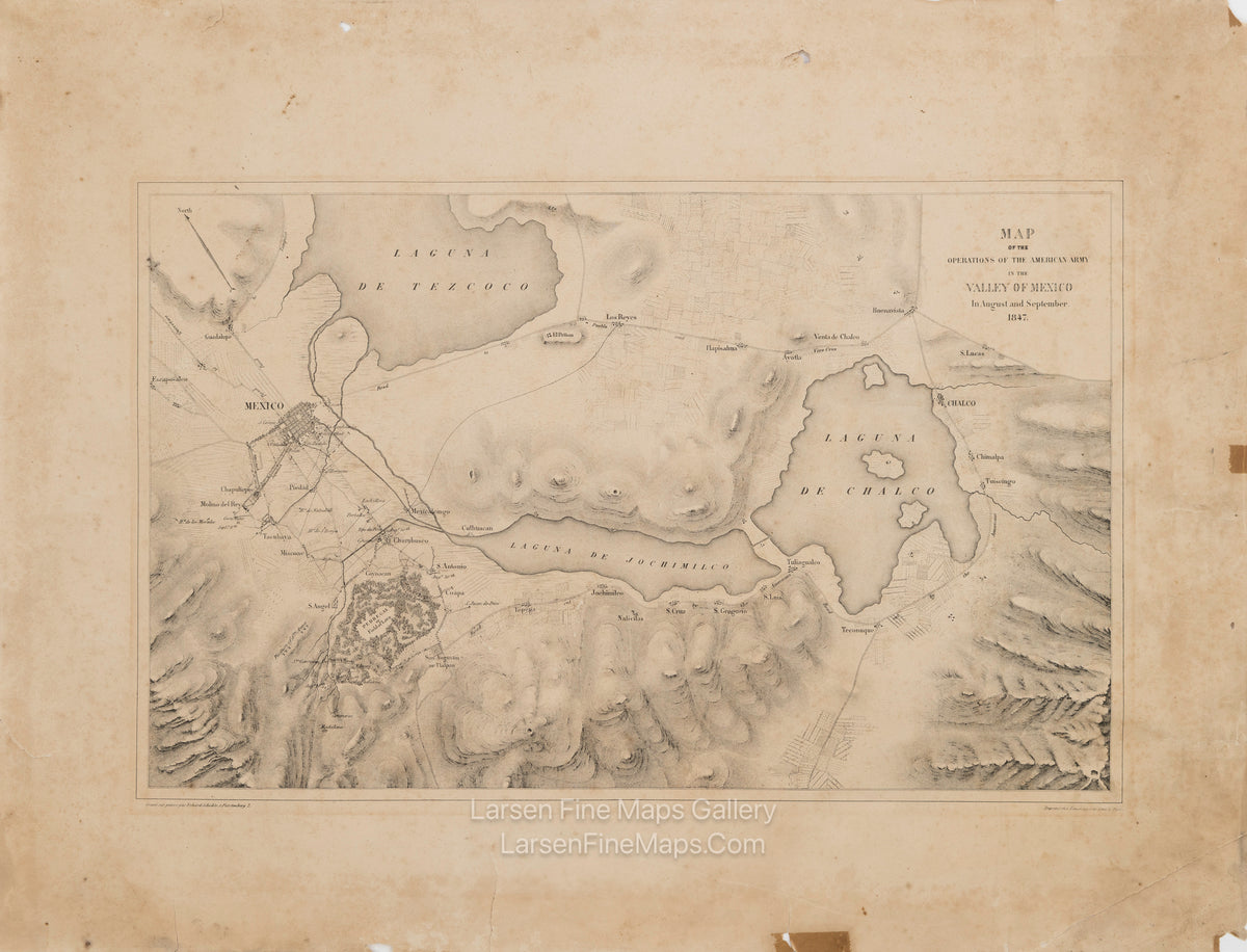 Map of The Operations of The American Army in The Valley of Mexico,  Erhard Schiéble, Rose Joseph Lemercier