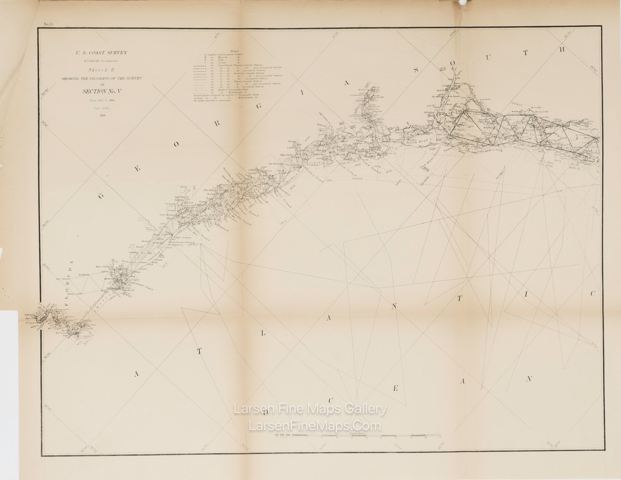 Sketch E Showing the Progress of the Survey in Section No. V. From 1847 to 1866 U.S. Coast Survey