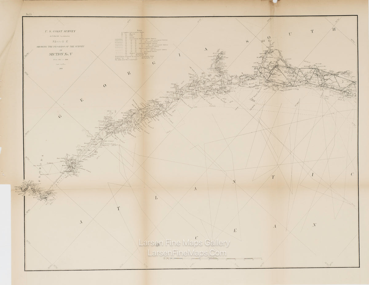 Sketch E Showing the Progress of the Survey in Section No. V. From 1847 to 1866 U.S. Coast Survey