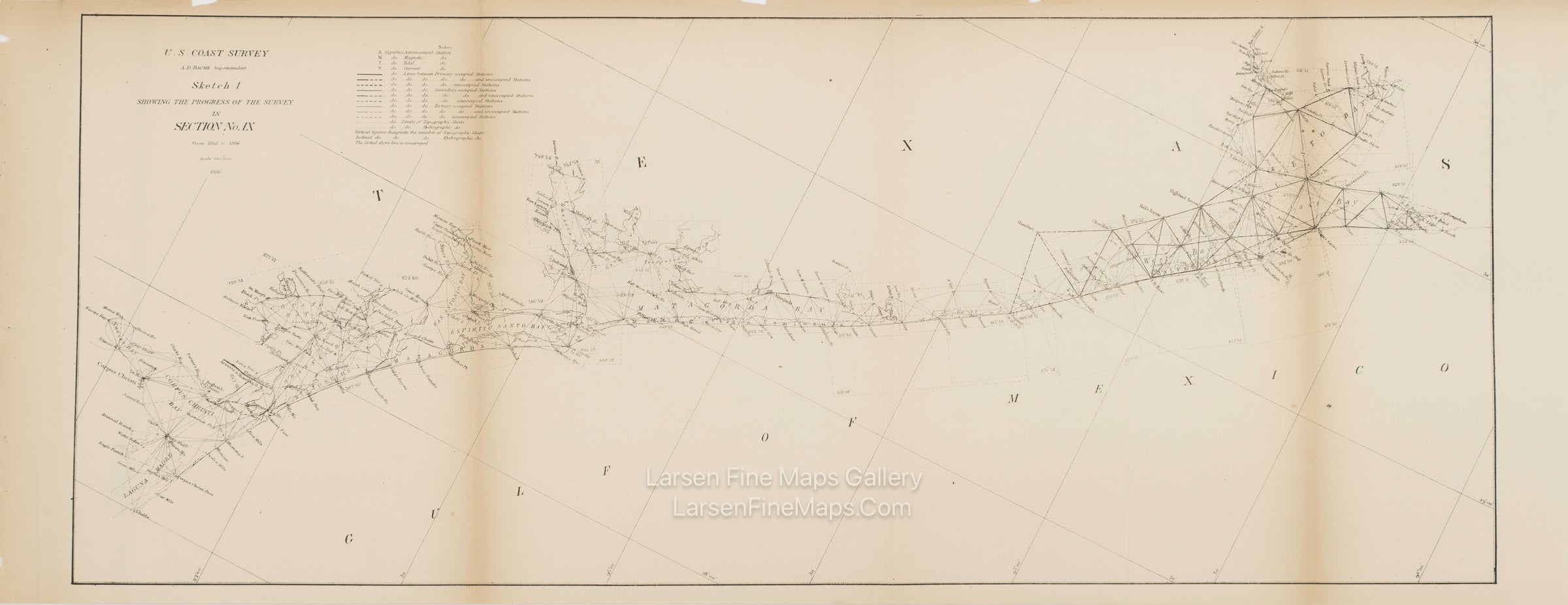 Sketch I Showing the Progress of the Survey in Section No. IX From 1848 to 1866 U.S. Coast Survey