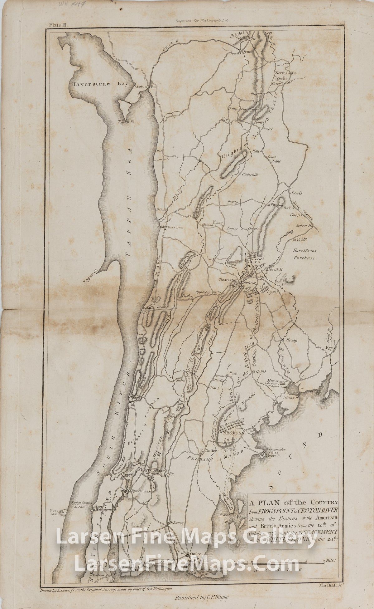 A PLAN of the Country from FROG'S POINT to CROTON RIVER showing the Postions of the American and British Armies from the 12th of October 1776 untill the ENGAGEMENT on the WHITE PLAINS on the 28th, C.P. Wayne, S. Lewis