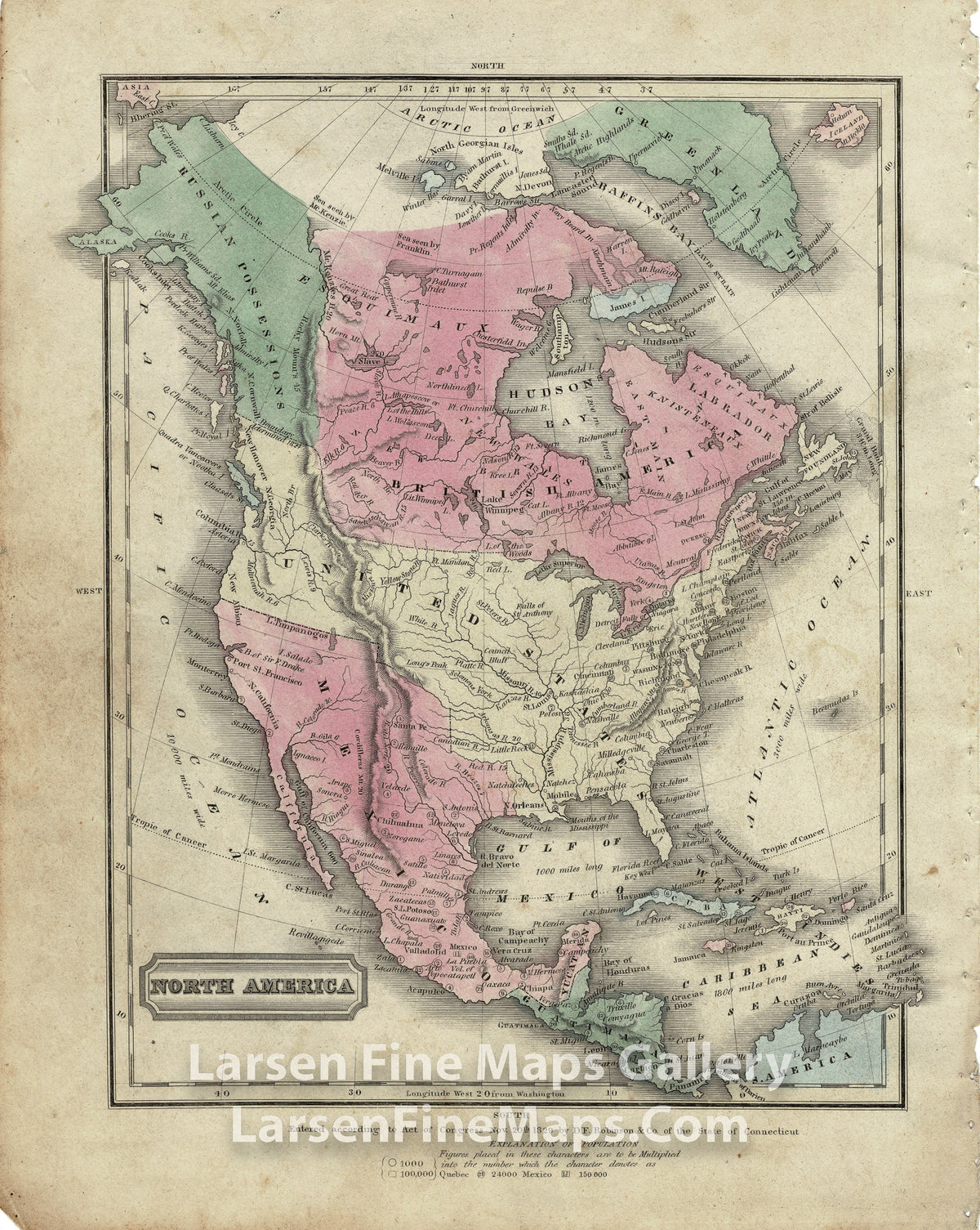 North America. Entered according to Act of Congress Nov. 20th 1829, by D.F. Robinson & Co. of the state of Connecticut.