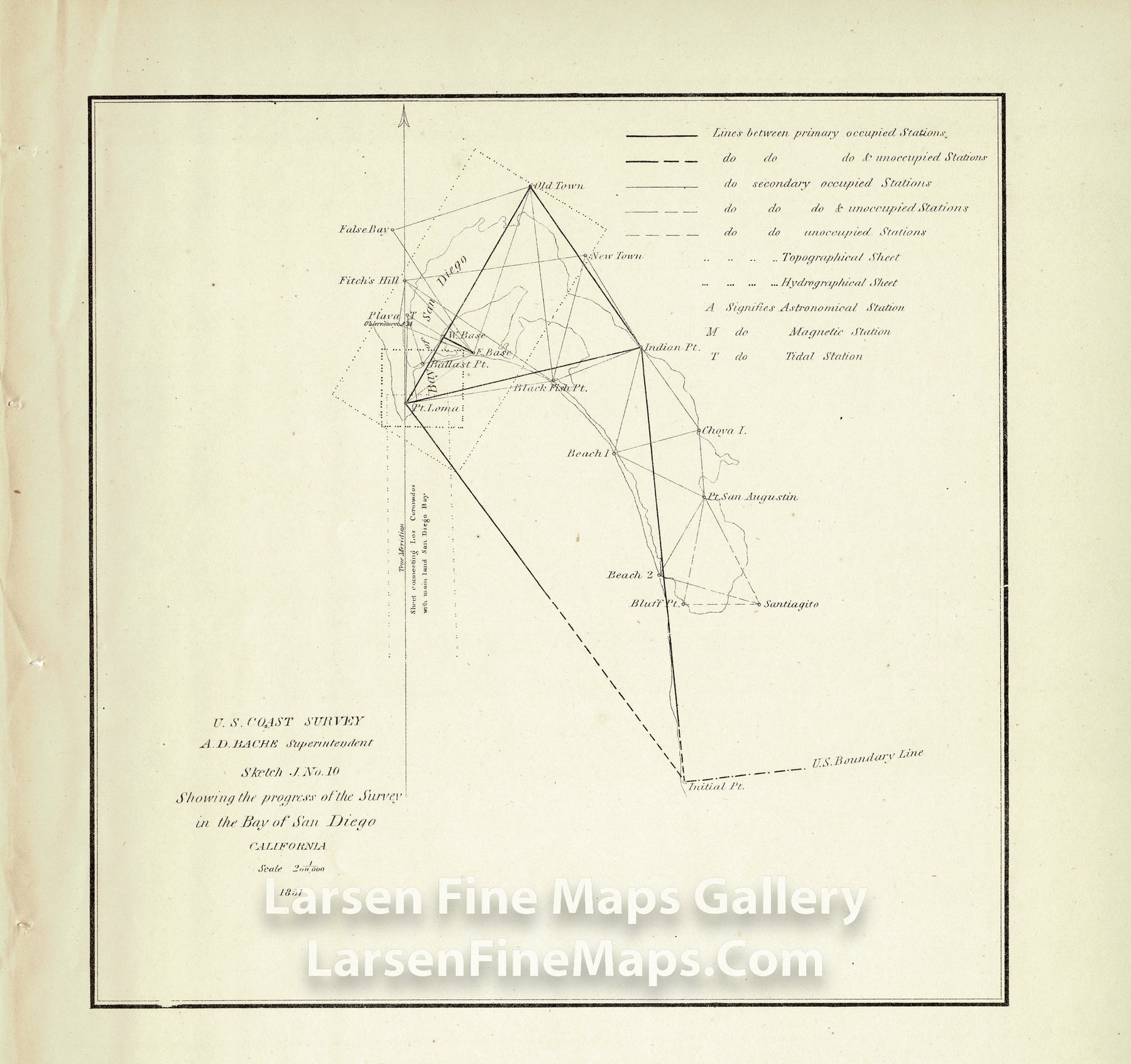 Sketch J. No. 10 Showing the Progress of the Survey in the Bay of San Diego California U.S. Coast Survey