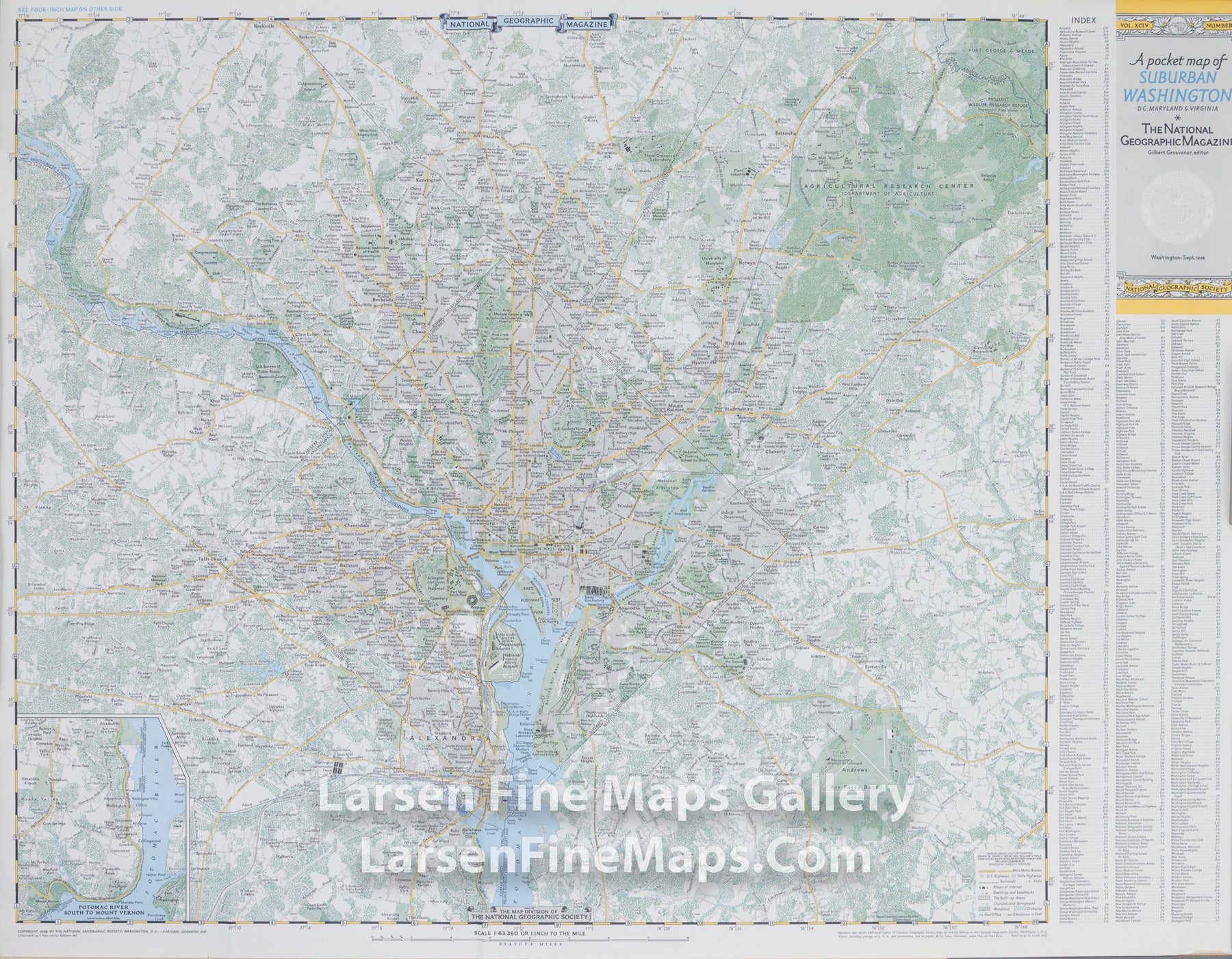 A Pocket Map of Central Washington District of Columbia, National Geographic