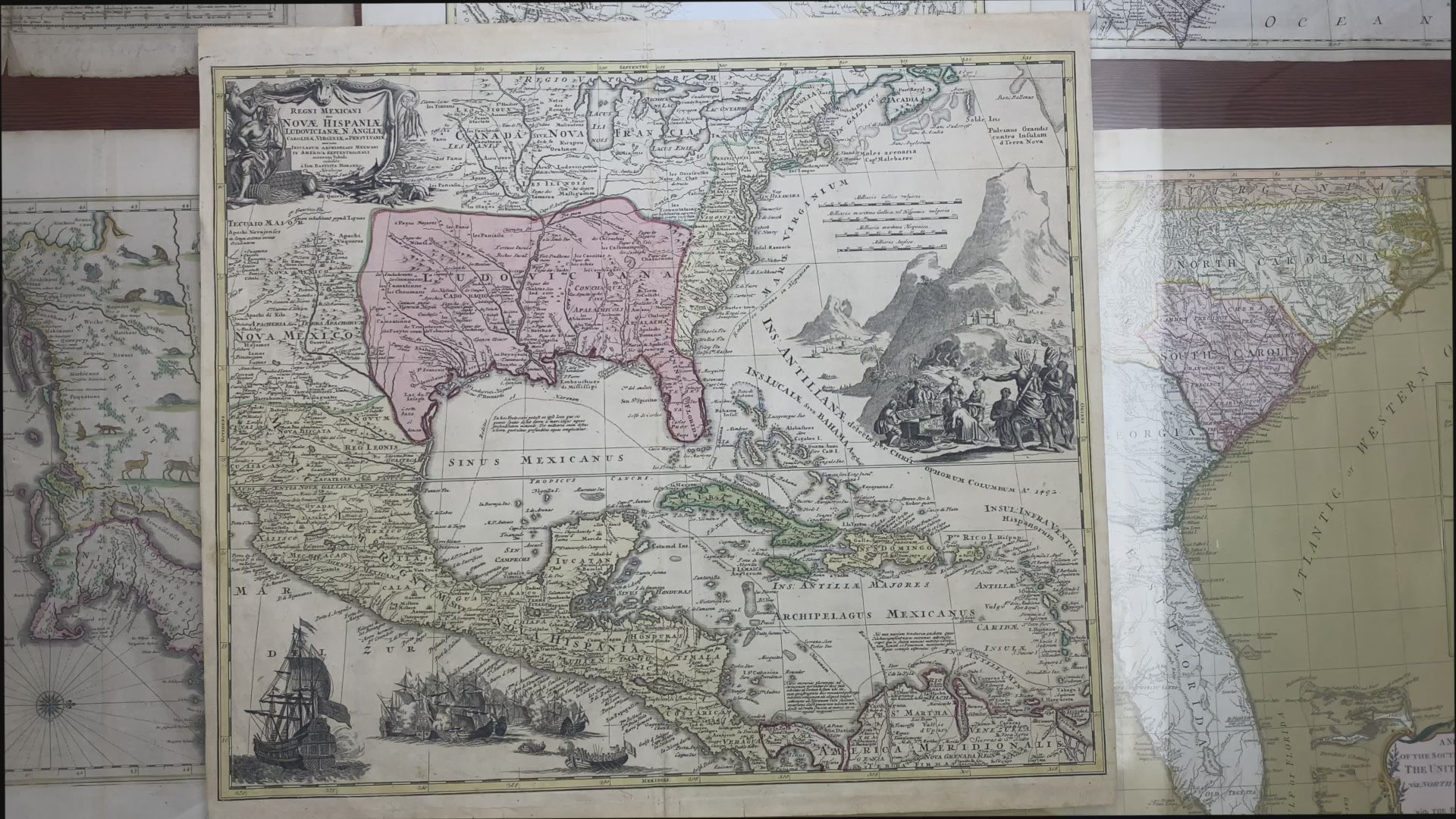Regni Mexicani seu Novæ Hispaniæ, Ludovicianæ, N. Angliæ, Carolinæ, Virginiæ et Pensylvaniæ, necnon insvlarvm archipelagi Mexicani in America Septentrionali, Homann, example-2