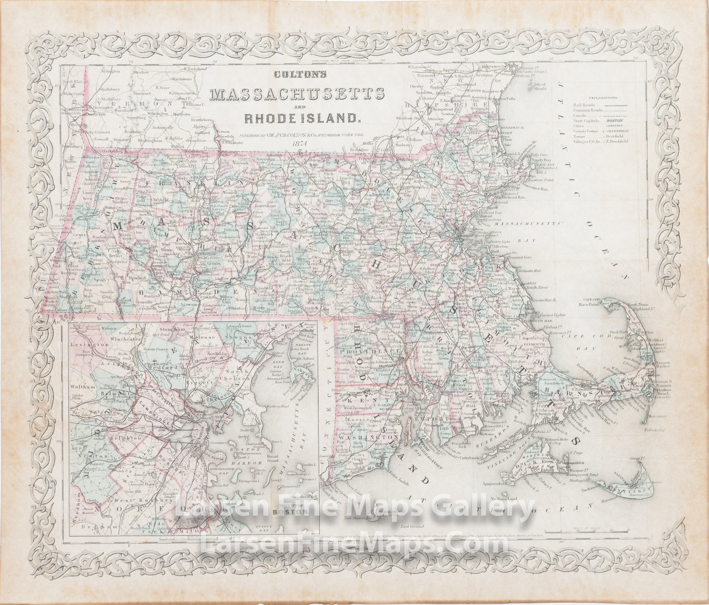 Colton's Massachusetts and Rhode Island, G.W. & C.B. Colton
