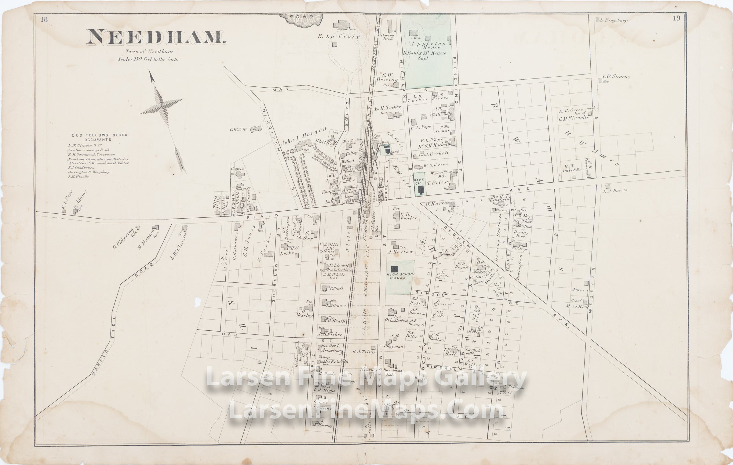 Needham. Town of Needham, Lower Falls, Grantville, Charles River Village, Comstock Cline,  Edward Busch