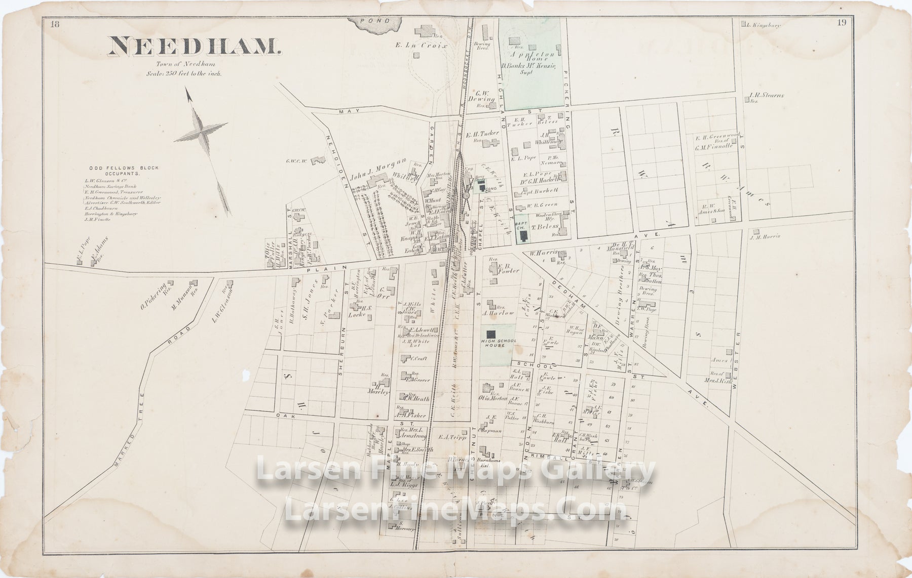 Needham. Town of Needham, Lower Falls, Grantville, Charles River Village, Comstock Cline,  Edward Busch