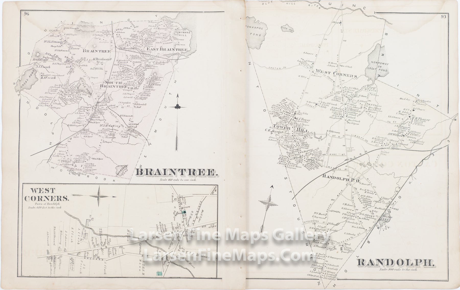 Randolph, Town of Randolph, Braintree, West Corners, Comstock Cline,  Edward Busch, details